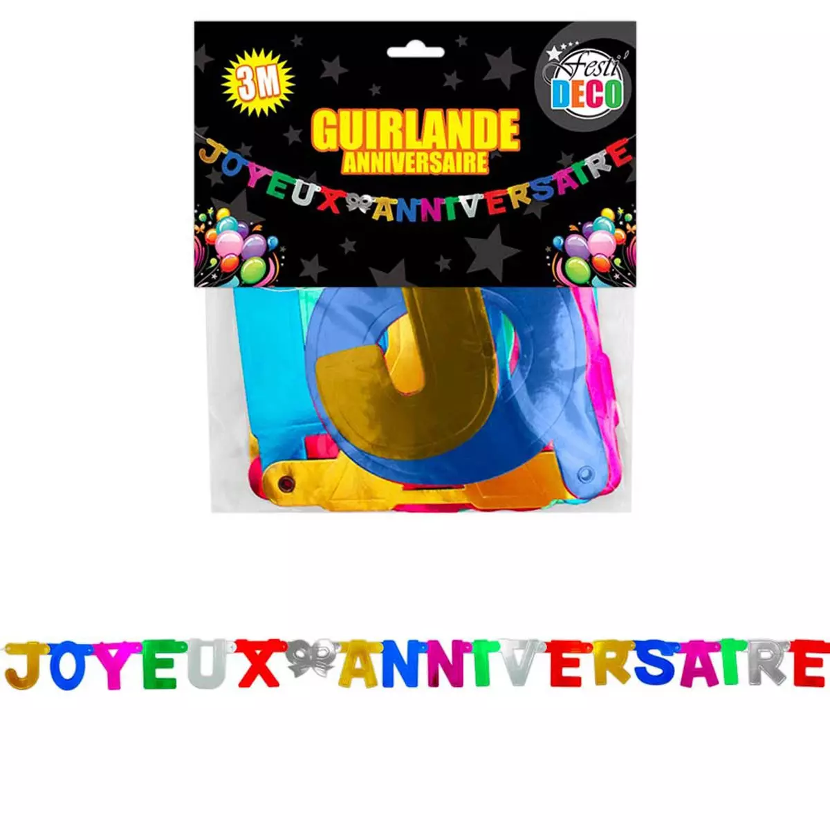 les trésors de lily Banderole 'Joyeux Anniversaire' tutti frutti 3 m [Q5136]