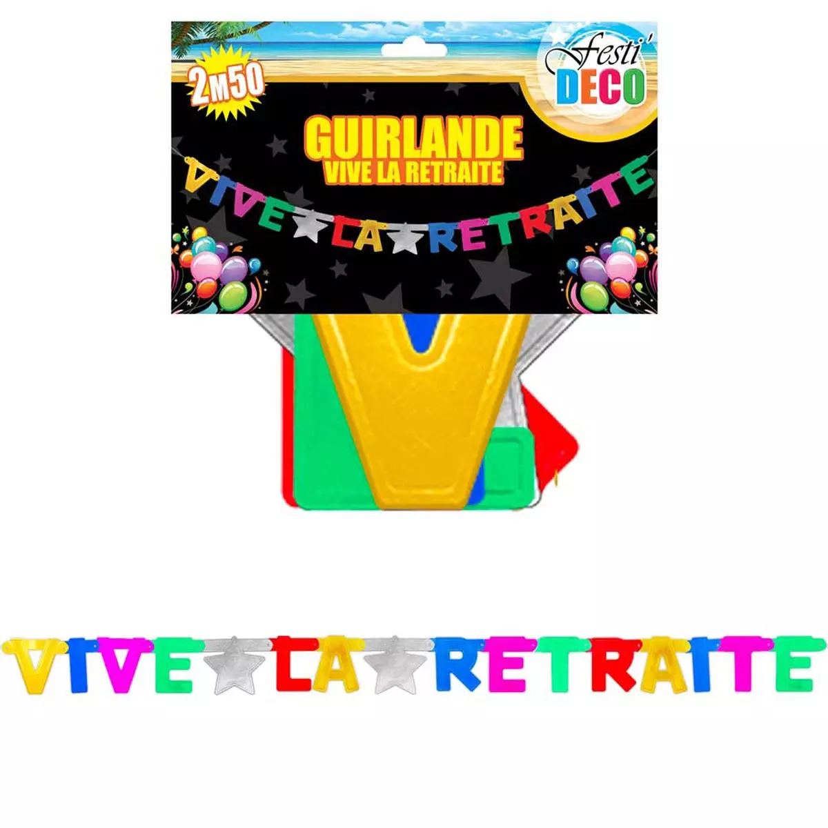 les trésors de lily Banderole 'Vive la Retraite' tutti frutti 25 m [Q5137]