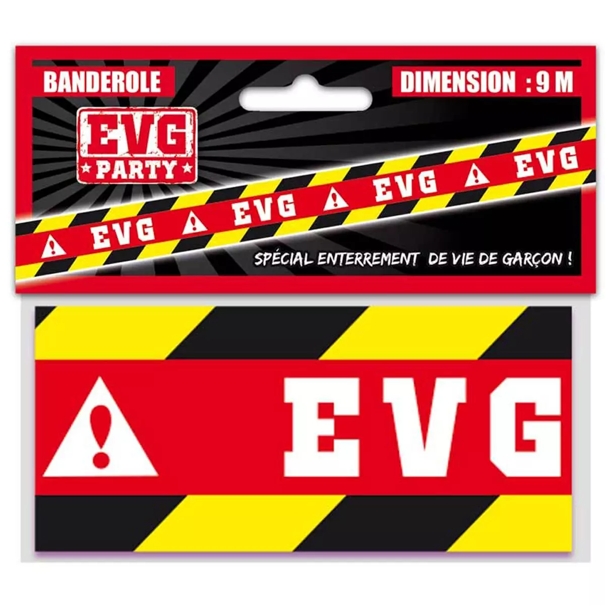 Les Trésors De Lily Banderole ' Zone Enterrement De Vie De Garçon / EVG' Noir Rouge 9 M 7 Cm [Q7333]