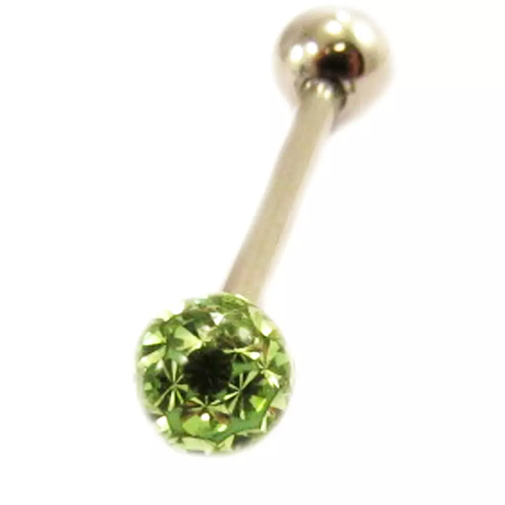 les trésors de lily Barbell acier 'Cristal' vert [L4508]