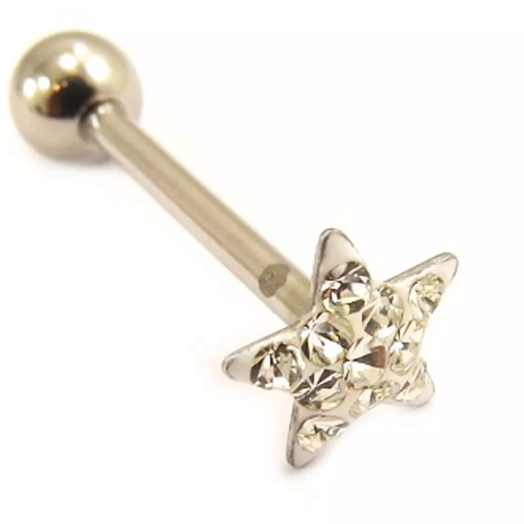 Les Trésors De Lily Barbell Acier 'Etoile' Blanc [L4503]