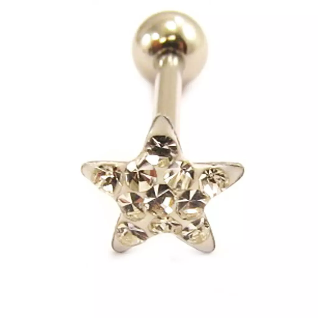 Les Trésors De Lily Barbell Acier 'Etoile' Blanc [L4503]