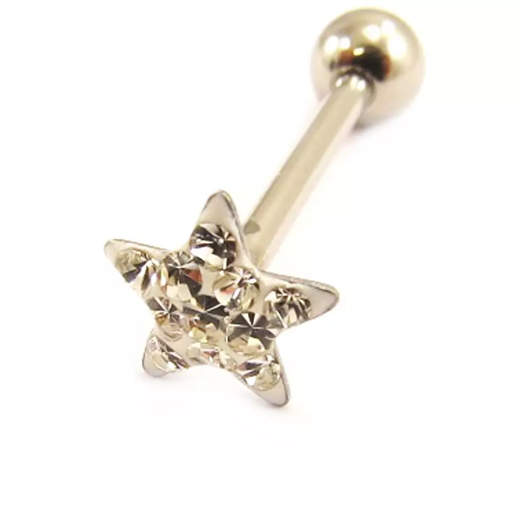 Les Trésors De Lily Barbell Acier 'Etoile' Blanc [L4503]