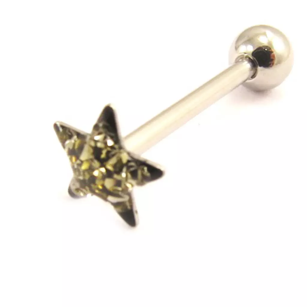 Les Trésors De Lily Barbell Acier 'Etoile' Gris Noir [L4502]