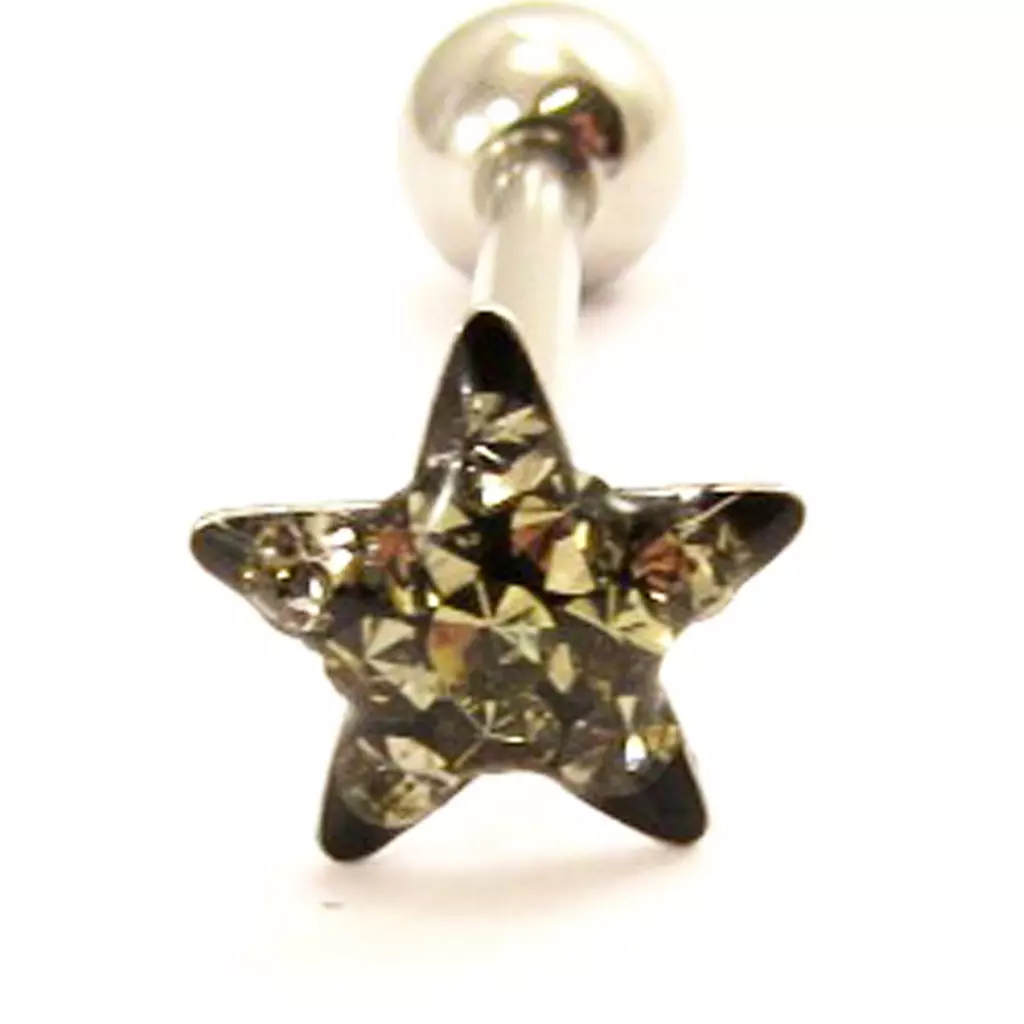 Les Trésors De Lily Barbell Acier 'Etoile' Gris Noir [L4502]