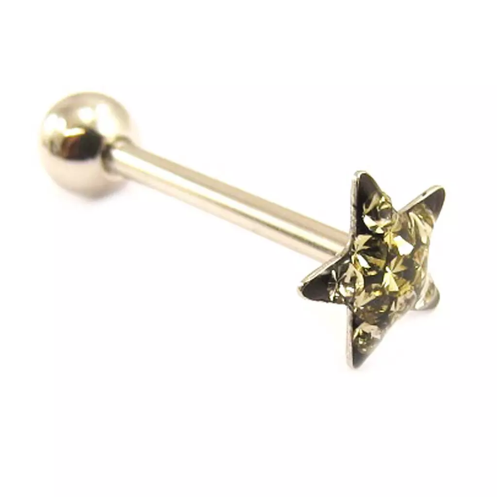 Les Trésors De Lily Barbell Acier 'Etoile' Gris Noir [L4502]