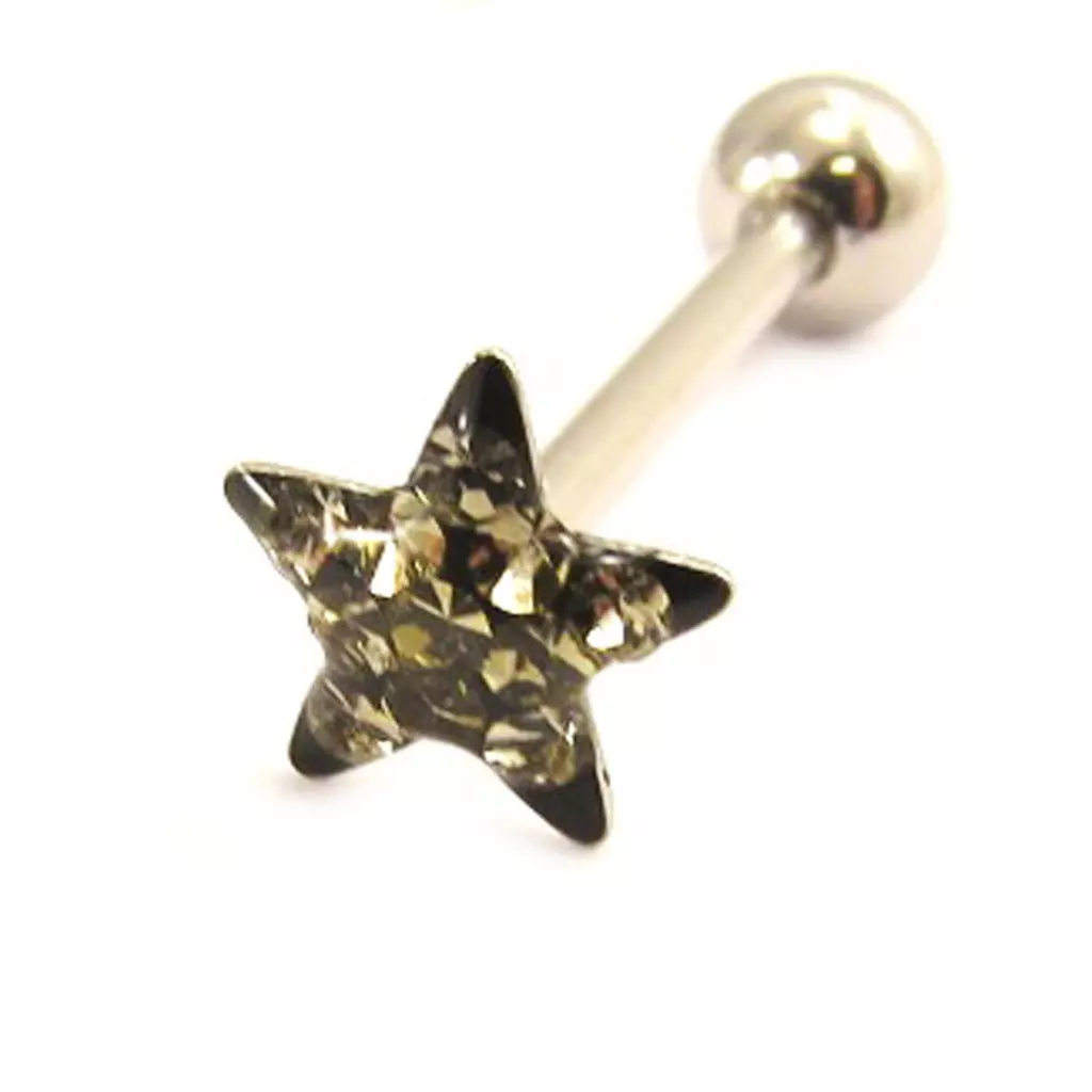 les trésors de lily Barbell acier 'Etoile' gris noir [L4502]