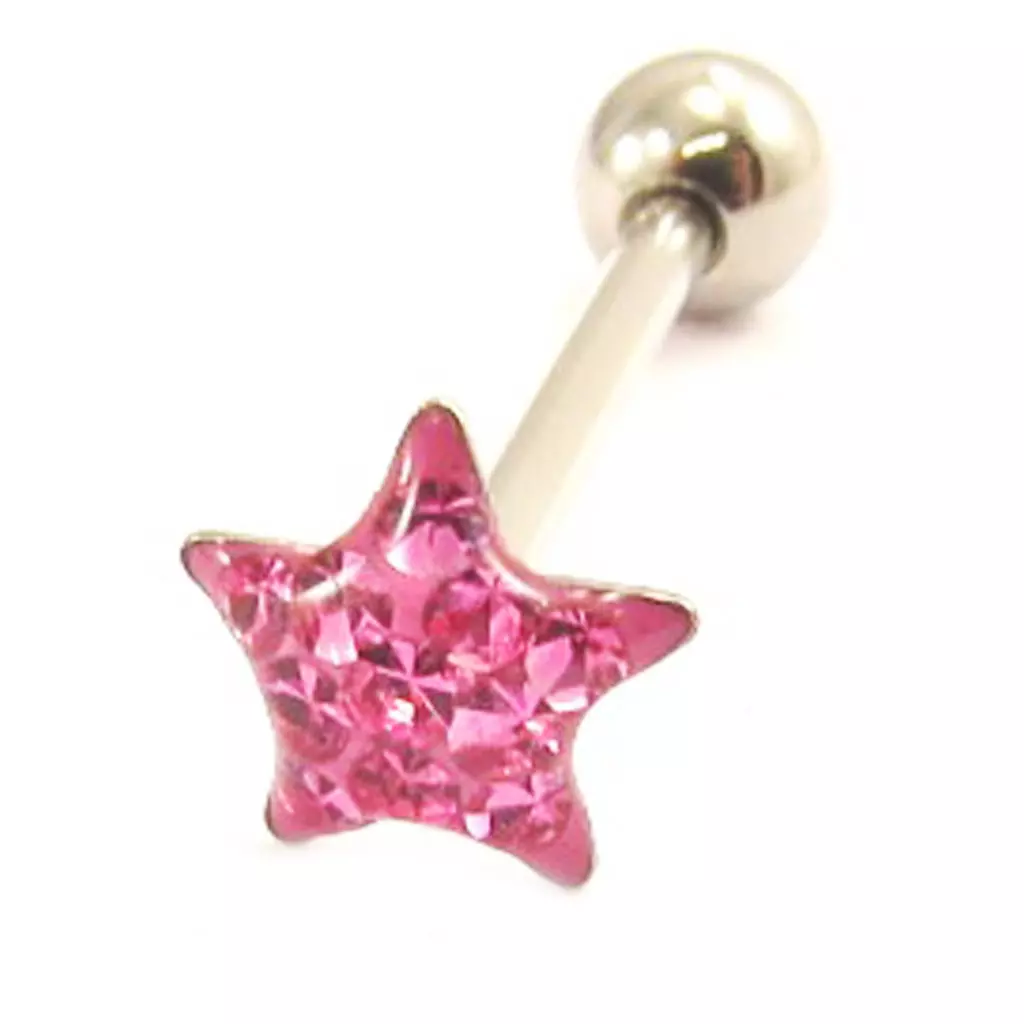Les Trésors De Lily Barbell Acier 'Etoile' Rose [L4500]