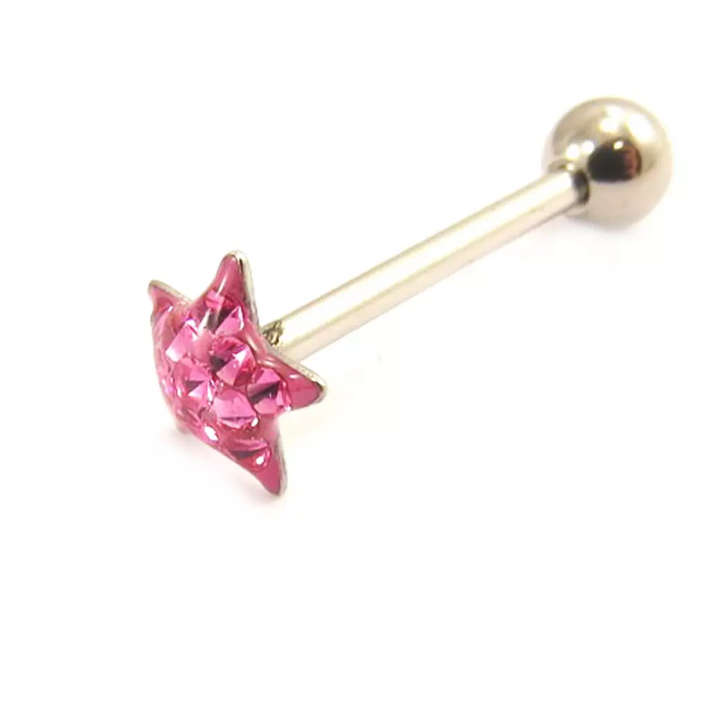 Les Trésors De Lily Barbell Acier 'Etoile' Rose [L4500]