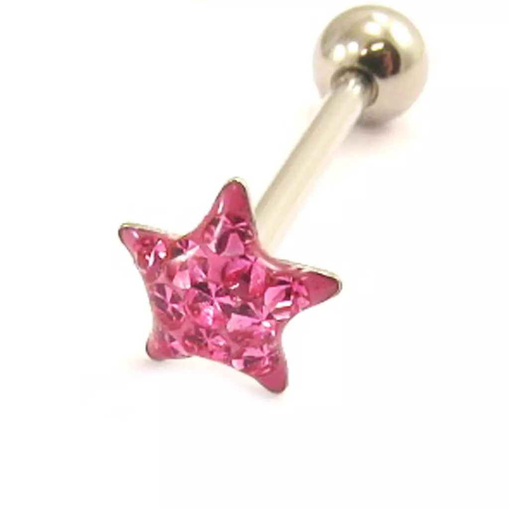 les trésors de lily Barbell acier 'Etoile' rose [L4500]
