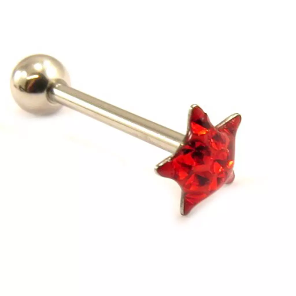 Les Trésors De Lily Barbell Acier 'Etoile' Rouge [L4501]