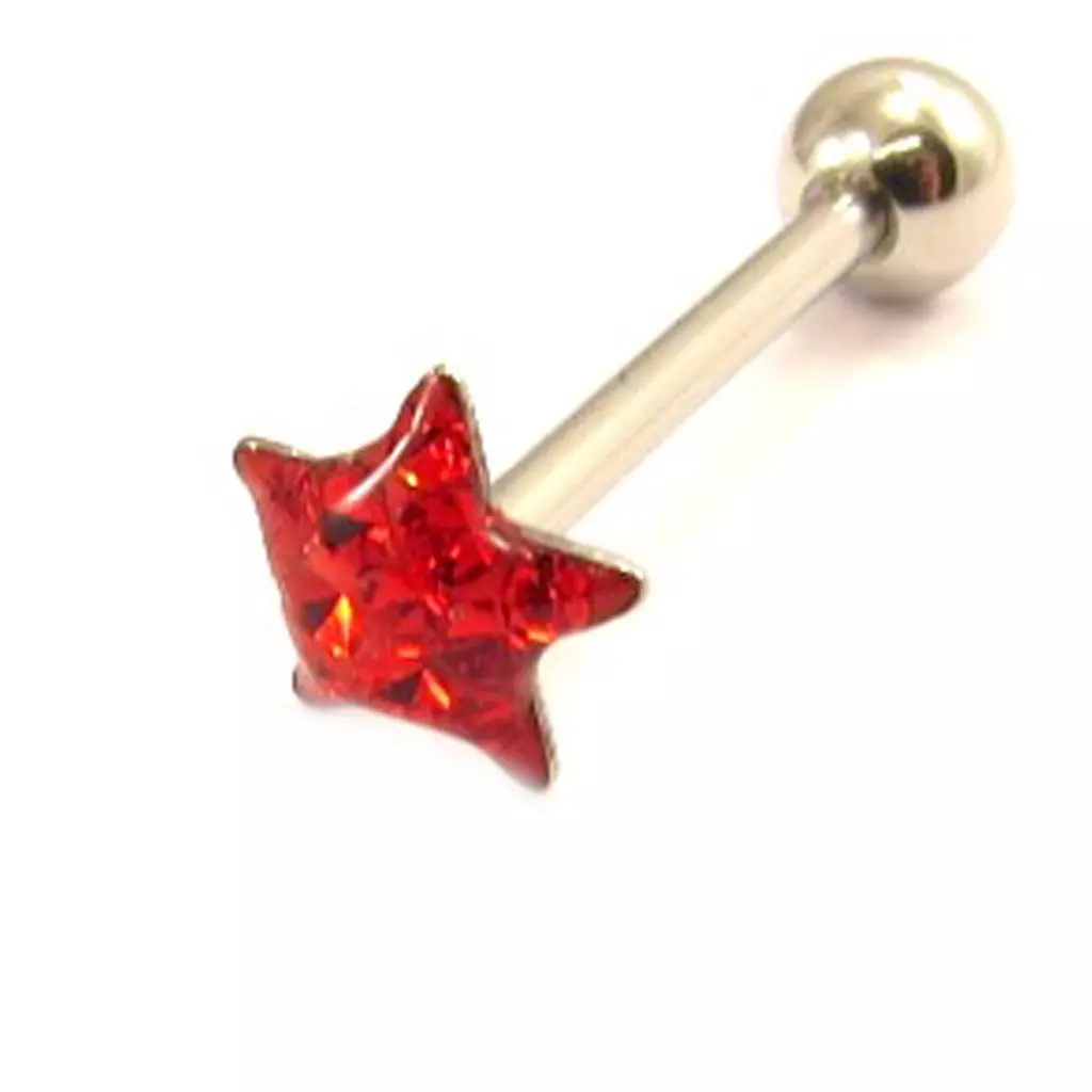 Les Trésors De Lily Barbell Acier 'Etoile' Rouge [L4501]