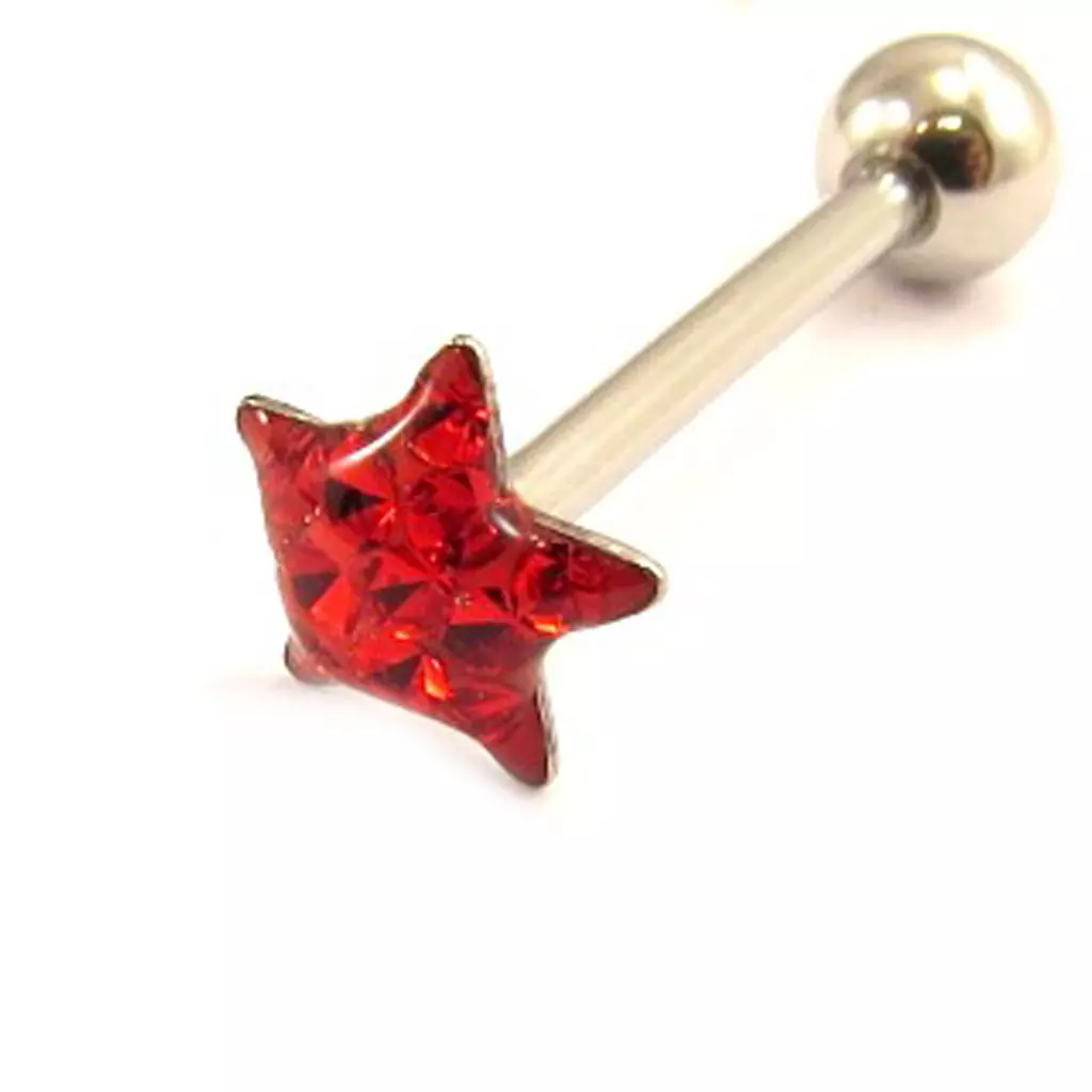 Les Trésors De Lily Barbell Acier 'Etoile' Rouge [L4501]