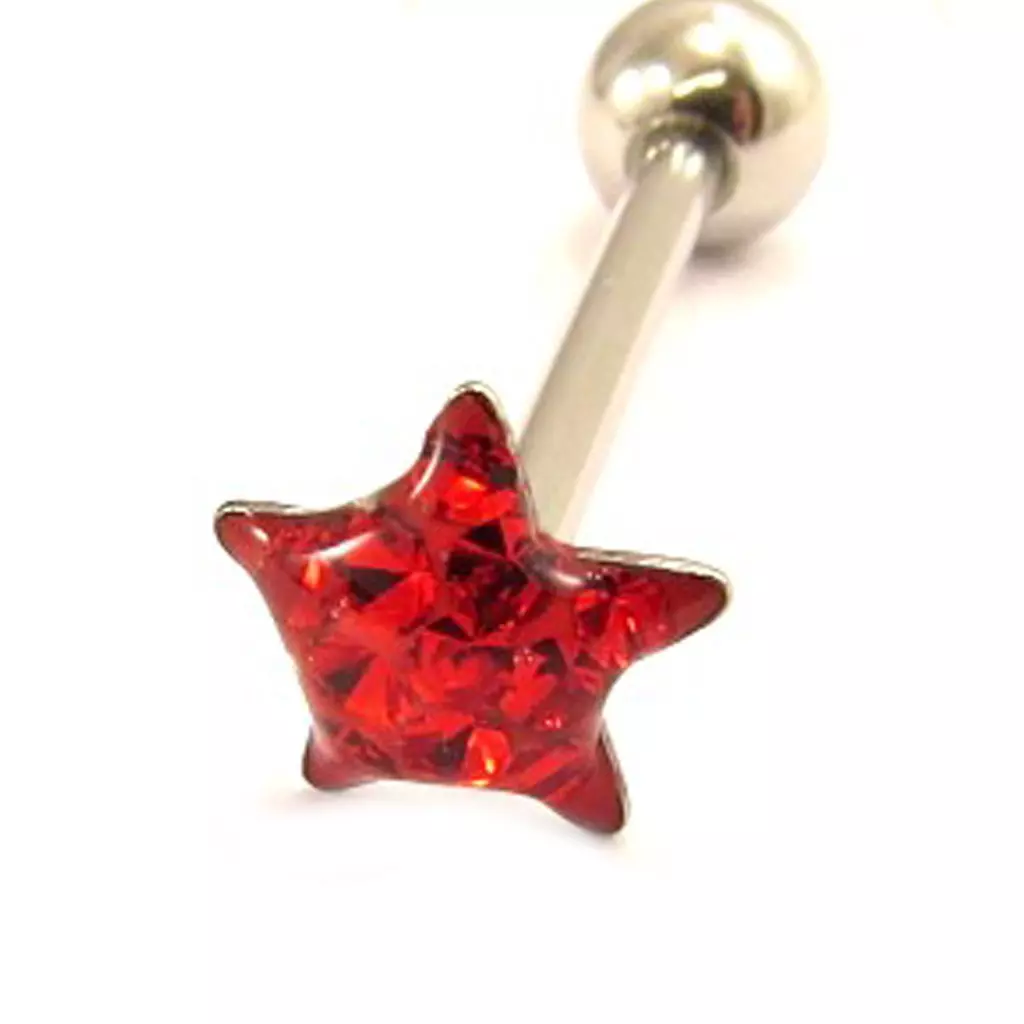 les trésors de lily Barbell acier 'Etoile' rouge [L4501]