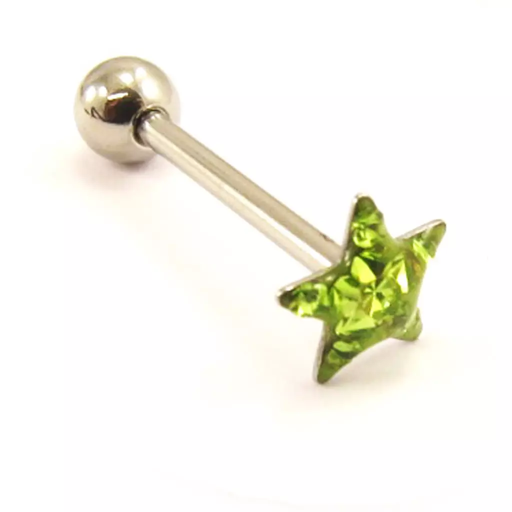 Les Trésors De Lily Barbell Acier 'Etoile' Vert [L4499]