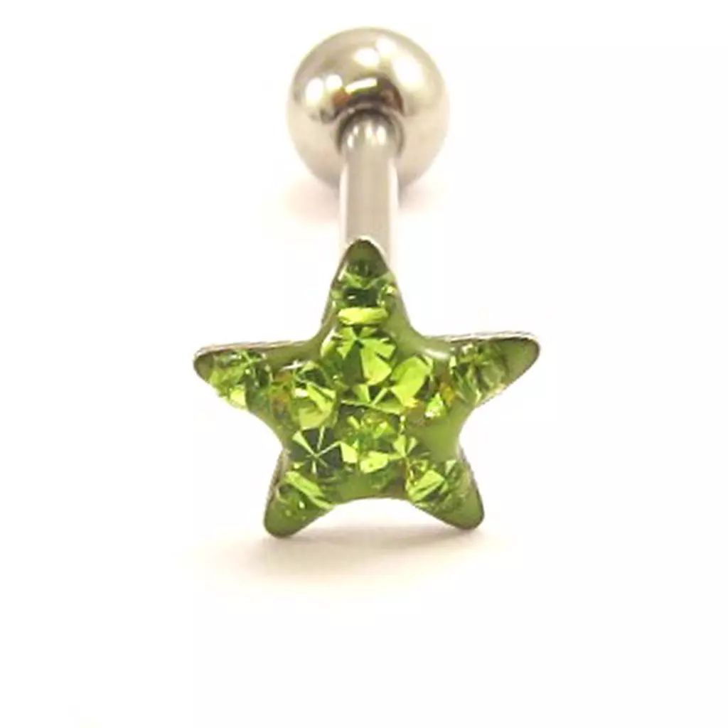 Les Trésors De Lily Barbell Acier 'Etoile' Vert [L4499]