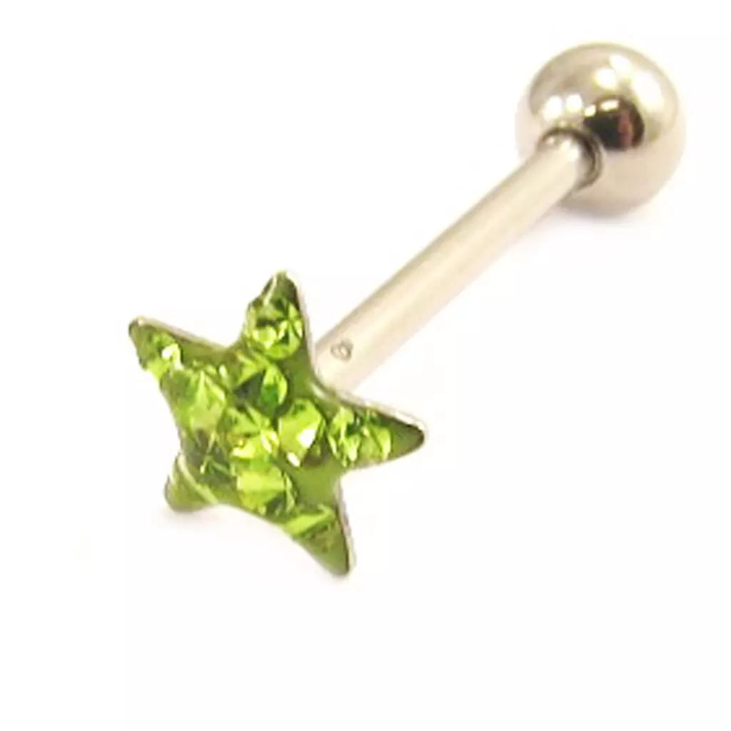 Les Trésors De Lily Barbell Acier 'Etoile' Vert [L4499]