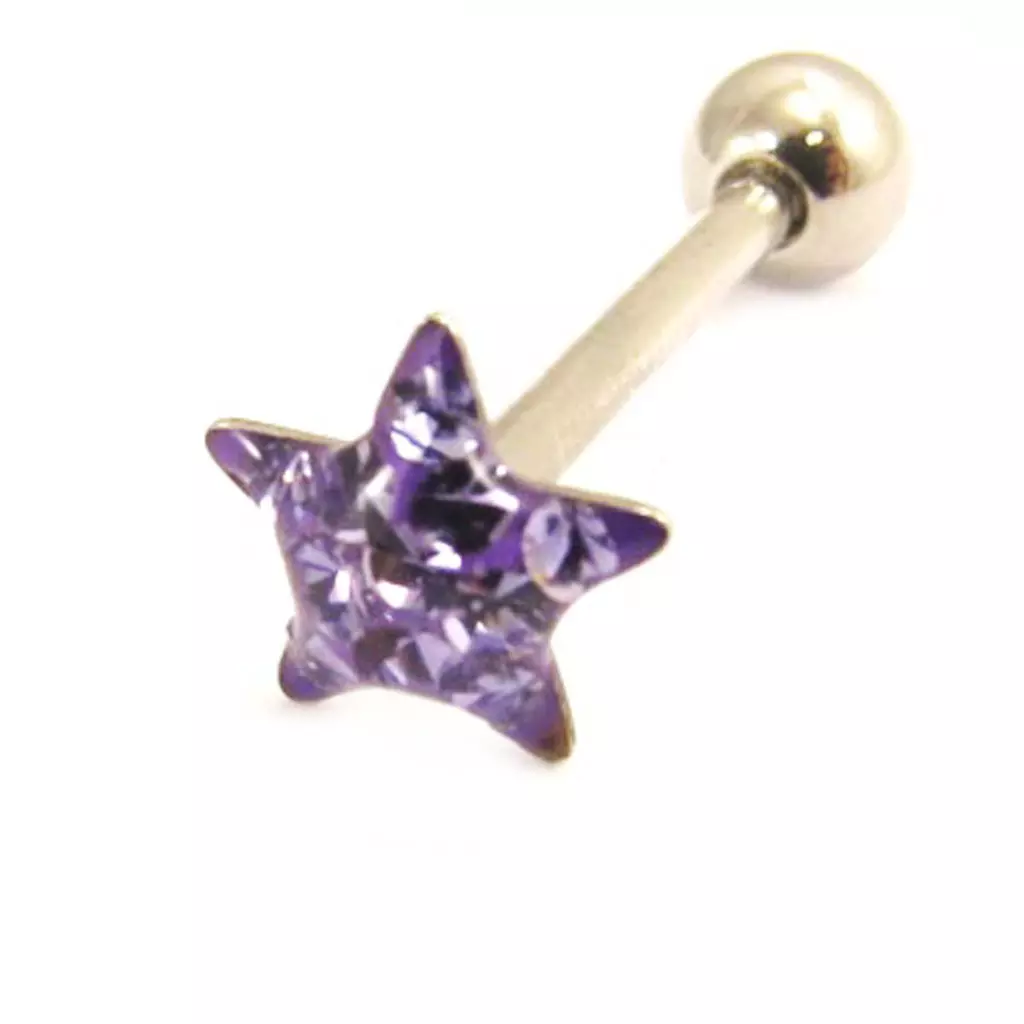 Les Trésors De Lily Barbell Acier 'Etoile' Violet [L4498]