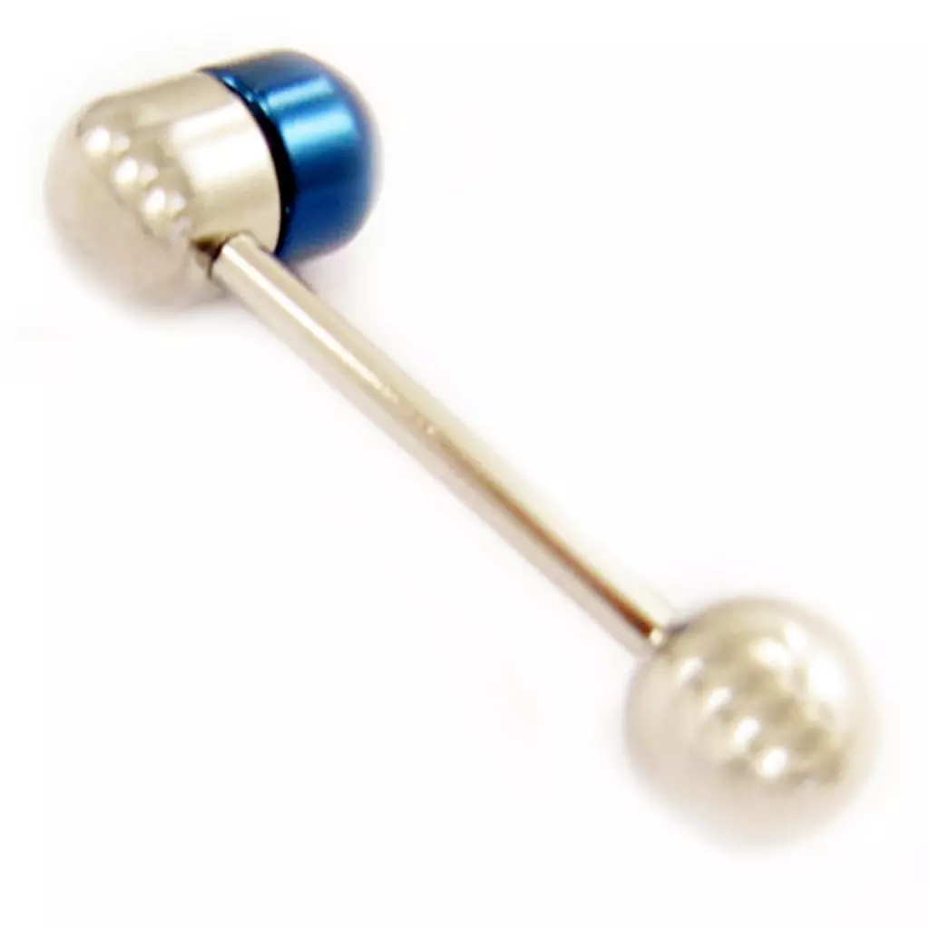 les trésors de lily Barbell acier 'Pilule' bleu [L4535]