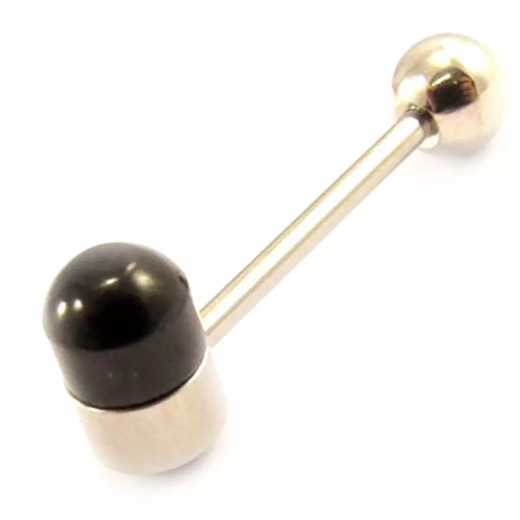 Les Trésors De Lily Barbell Acier 'Pilule' Gris Noir [L4533]