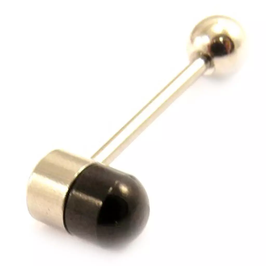 Les Trésors De Lily Barbell Acier 'Pilule' Gris Noir [L4533]