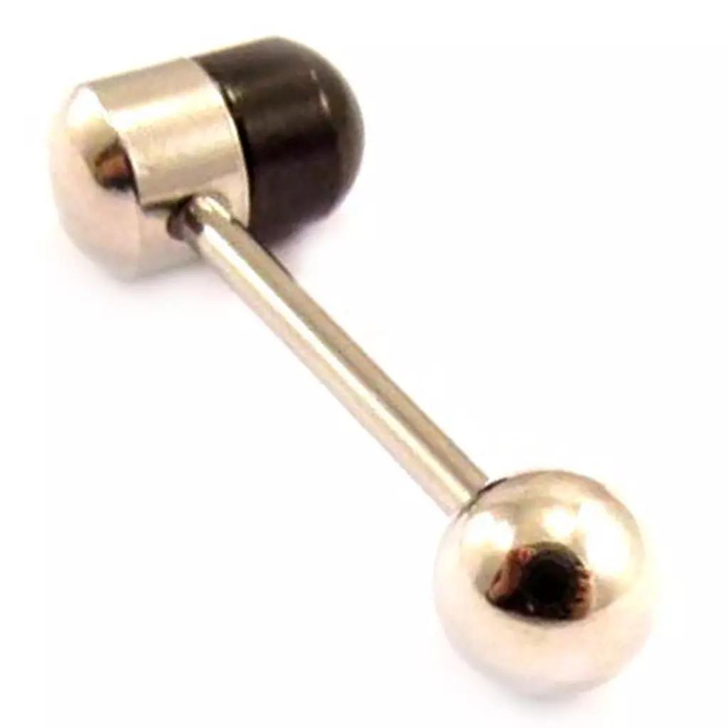 les trésors de lily Barbell acier 'Pilule' gris noir [L4533]