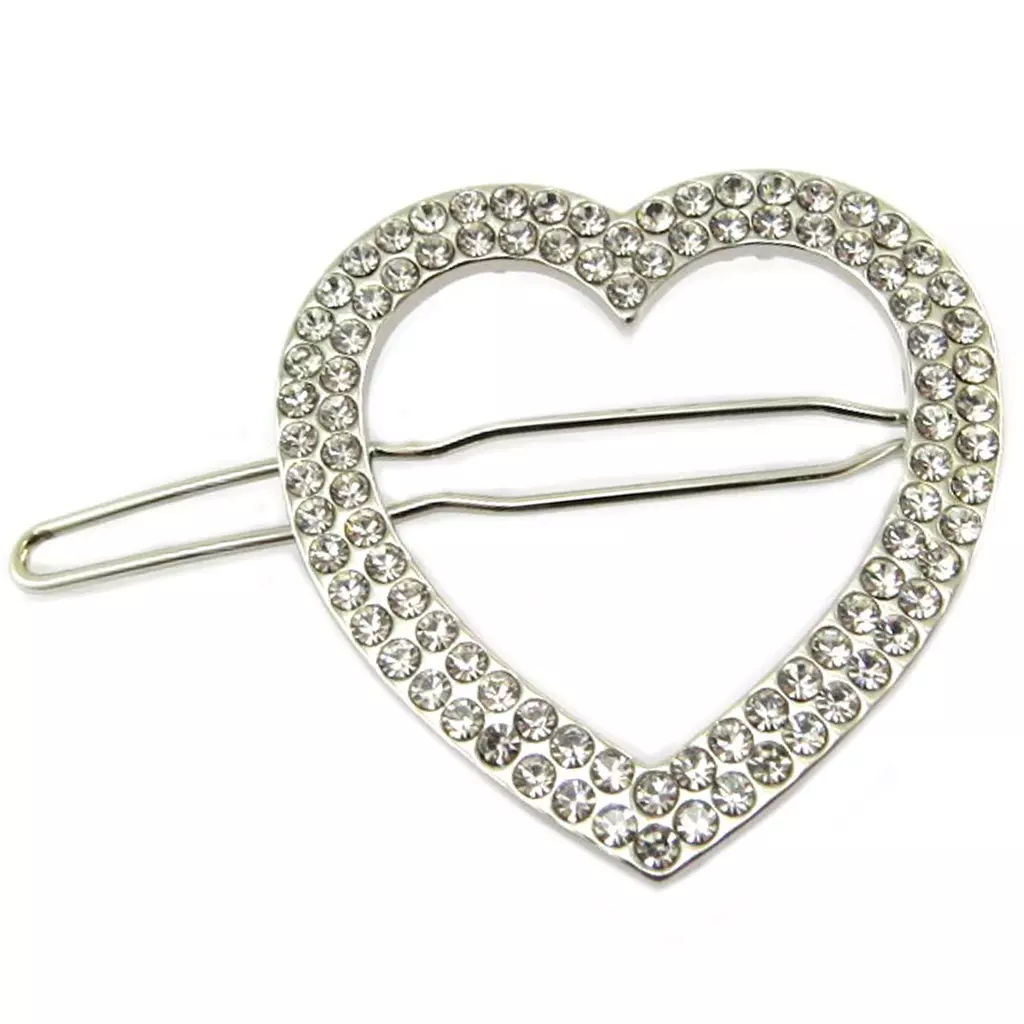 les trésors de lily Barrete boule 'Love' blanc argenté 4x4 cm [P6820]