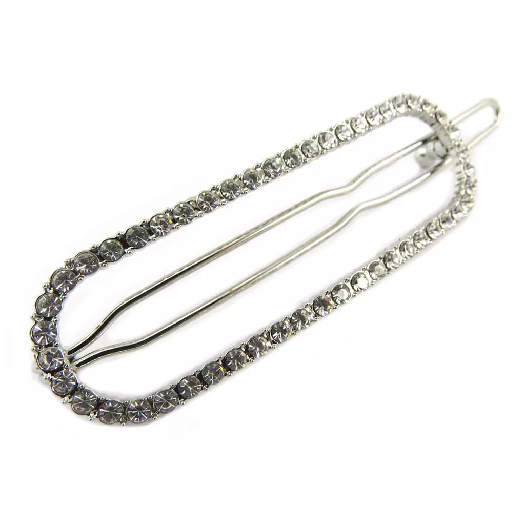 les trésors de lily Barrete boule 'Sissi' blanc argenté 54x16 mm [P8112]