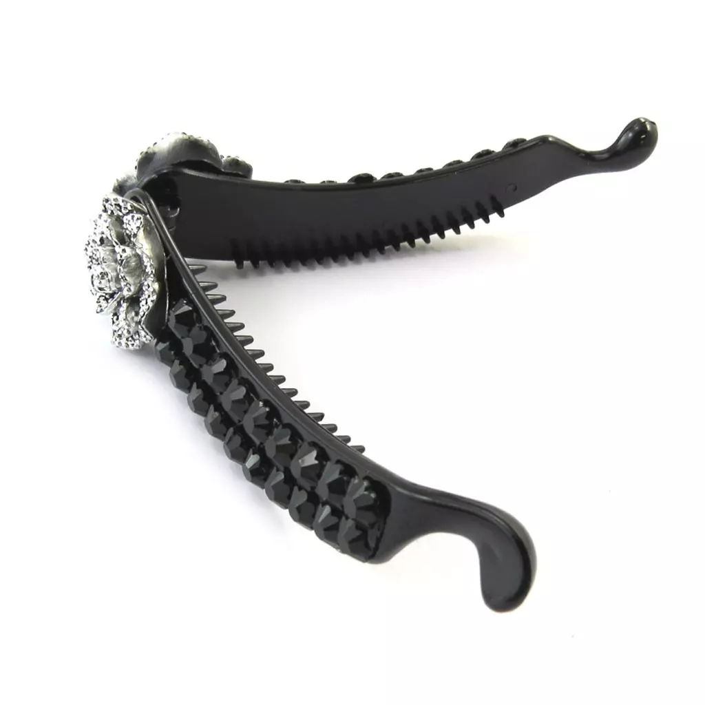 Les Trésors De Lily Barrette Américaine 'Rosa Romantica' Noir Argenté 12 Cm [N4061]