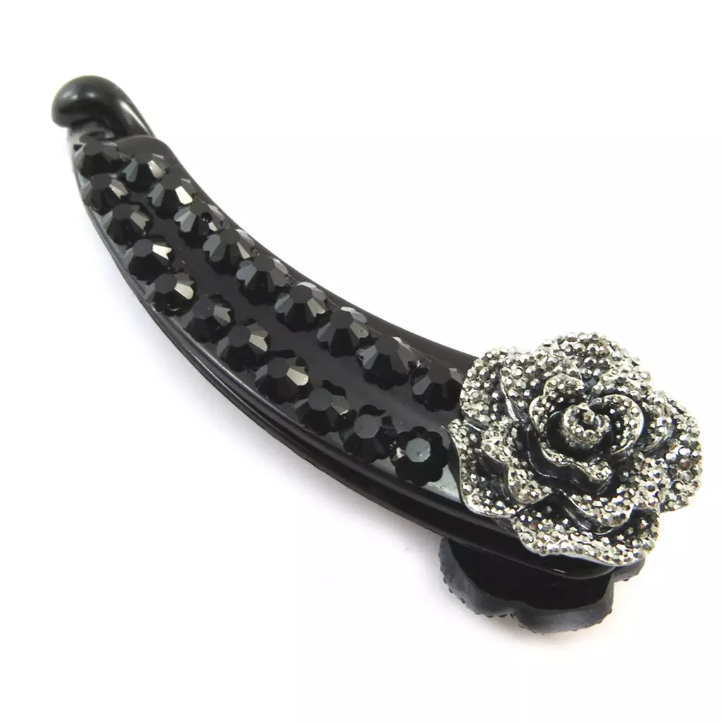Les Trésors De Lily Barrette Américaine 'Rosa Romantica' Noir Gris 12 Cm [N4063]