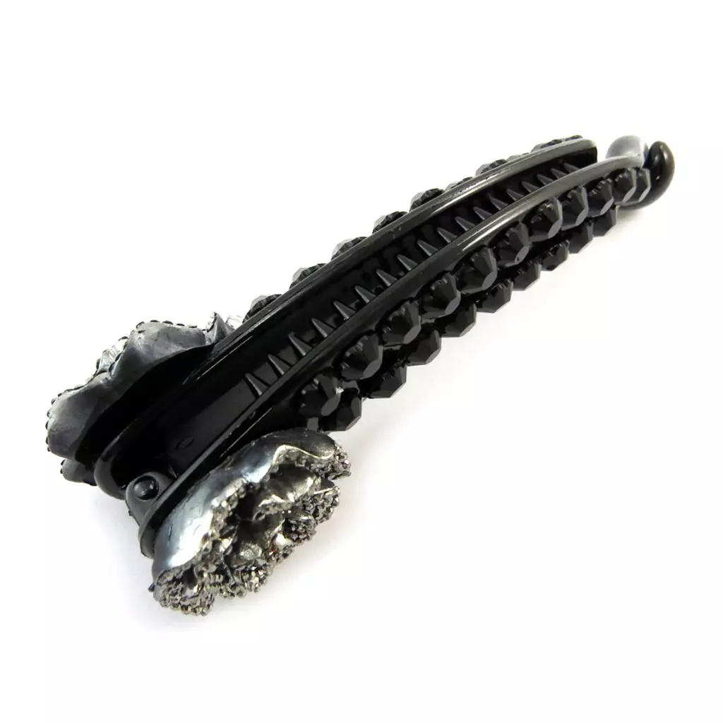 Les Trésors De Lily Barrette Américaine 'Rosa Romantica' Noir Gris 12 Cm [N4063]