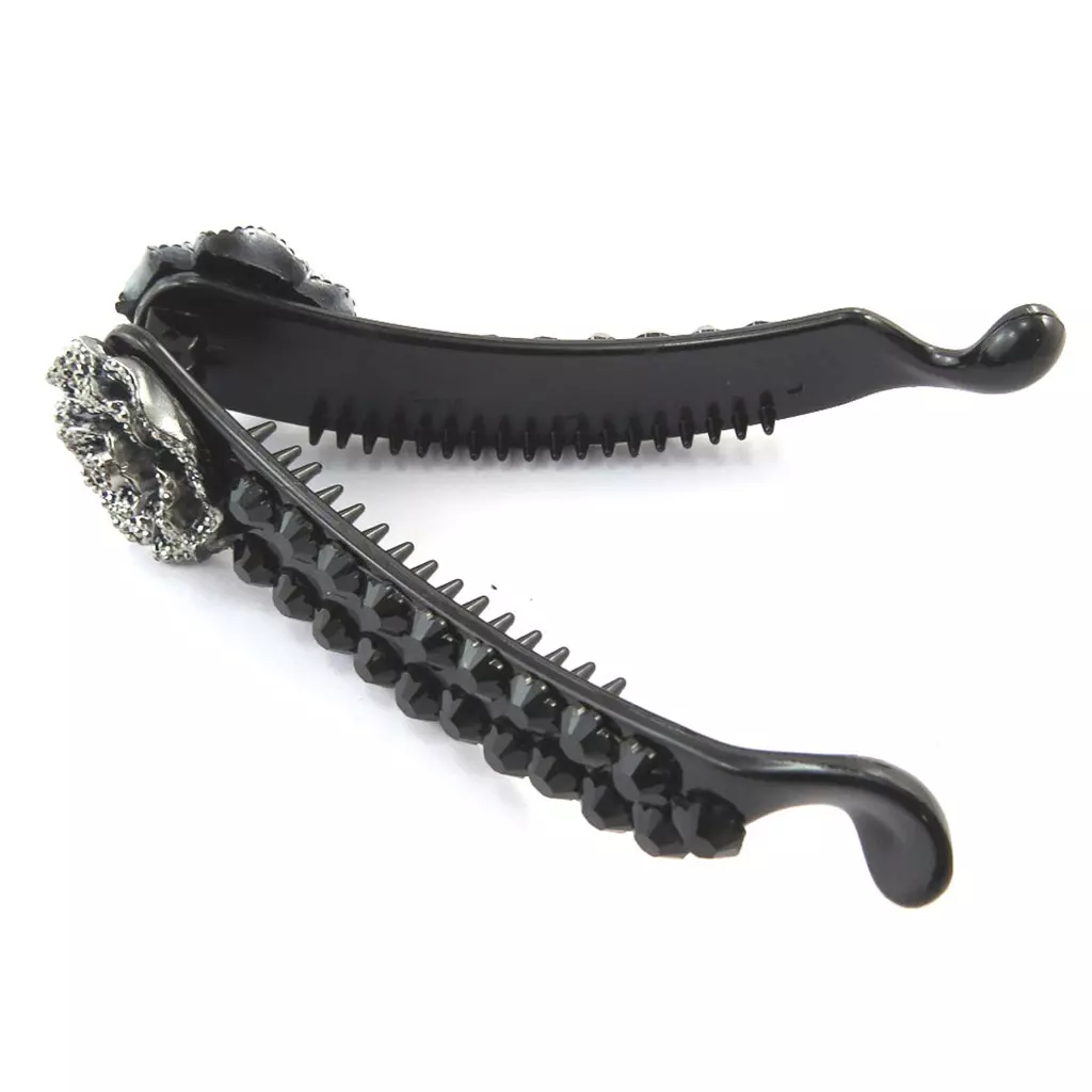 Les Trésors De Lily Barrette Américaine 'Rosa Romantica' Noir Gris 12 Cm [N4063]