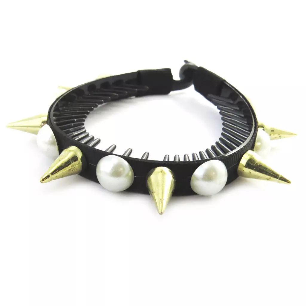 les trésors de lily Barrette américaine 'Scarlett' noir ivoire doré 88x12 mm (gothique) [M8178]