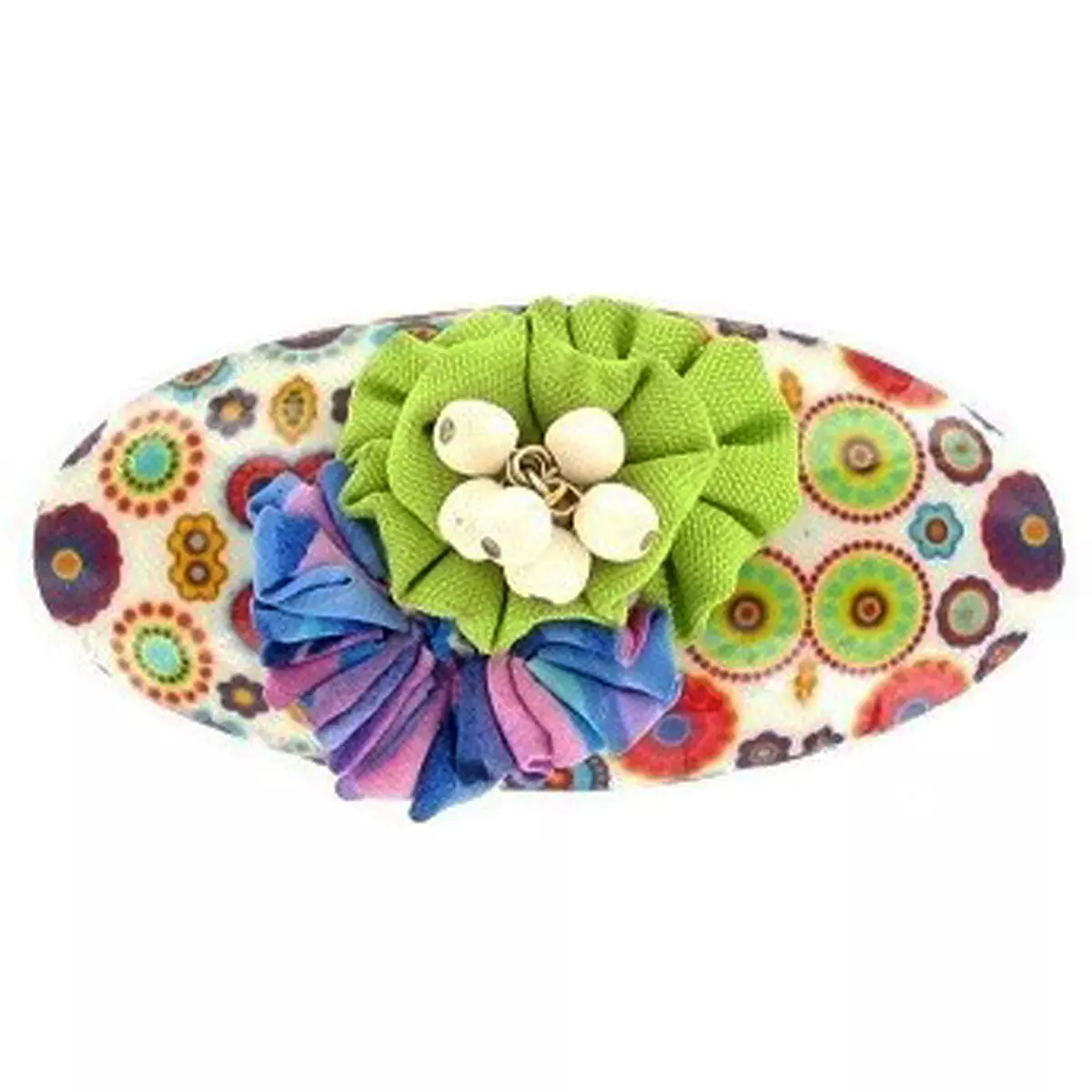 Les Trésors De Lily Barrette Artisanale 'Mistinguette' Vert Multicolore 90x40 Mm [R4332]