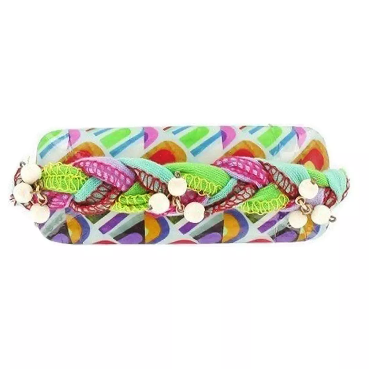 Les Trésors De Lily Barrette Artisanale 'Mistinguette' Vert Multicolore 100x35 Mm [R4328]