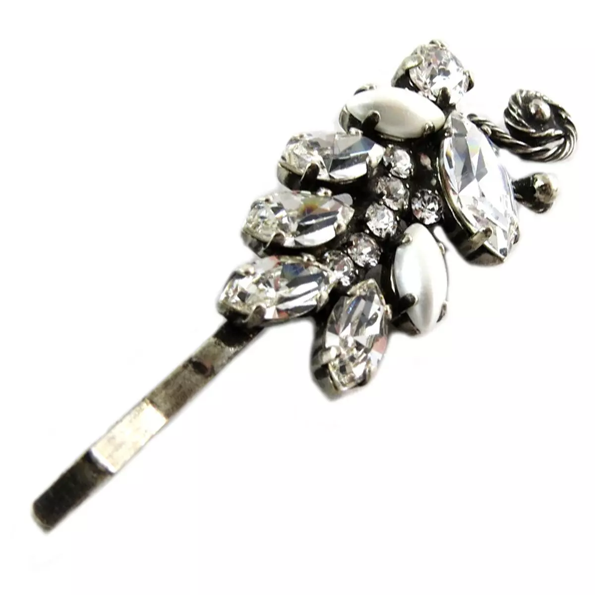 Les Trésors De Lily Barrette Artisanale 'Mythique Syracuse' Blanc Argenté 60x20 Mm [P9801]
