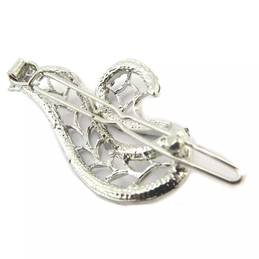 Les Trésors De Lily Barrette Boule 'Cygne' Blanc Noir Argenté 5x3 Cm [P3838]