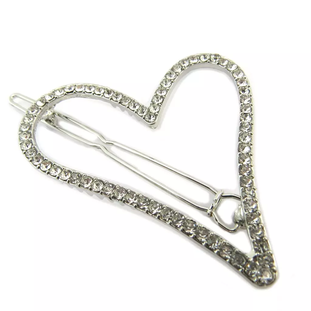 les trésors de lily Barrette boule 'Love' blanc argenté 62x4 cm [P3842]