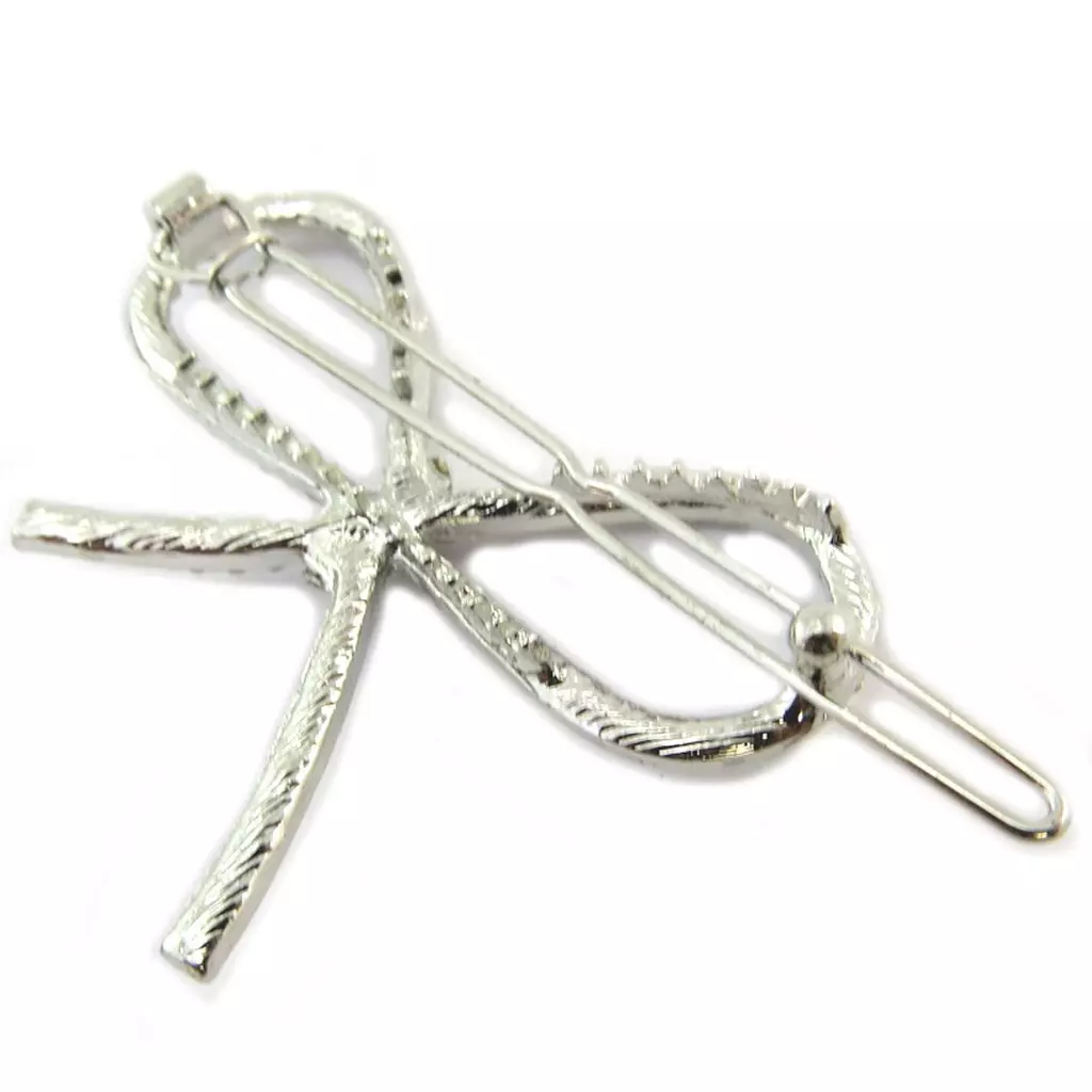 Les Trésors De Lily Barrette Boule 'Noeud Romantique' Blanc Argenté 62x4 Cm [P3836]