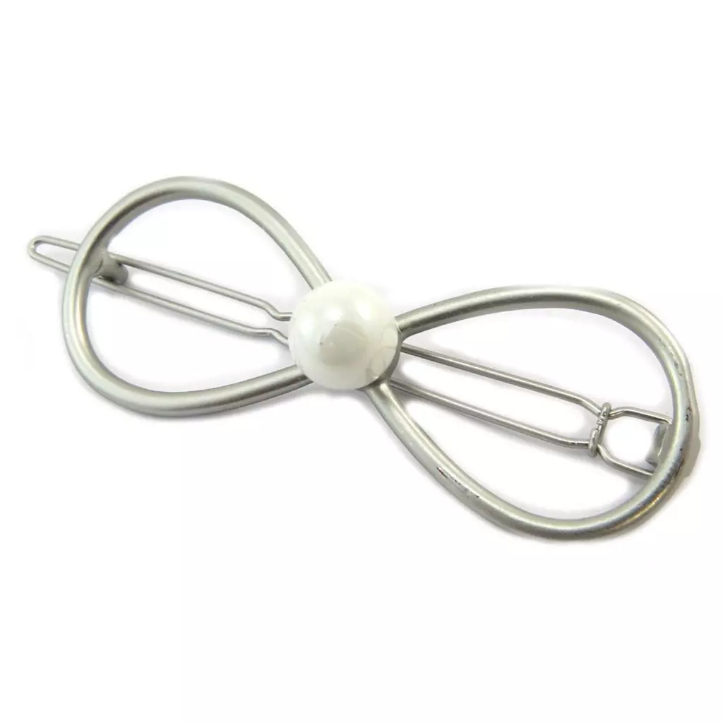 les trésors de lily Barrette boule 'Noeud Romantique' blanc argenté 75x25 cm [P3856]