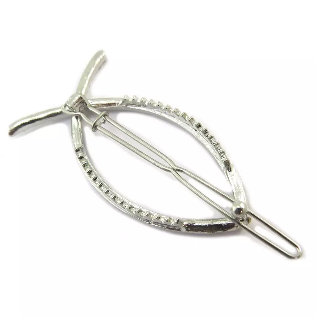 Les Trésors De Lily Barrette Boule 'Poisson Jésus' Blanc Argenté 7x3 Cm [P3848]
