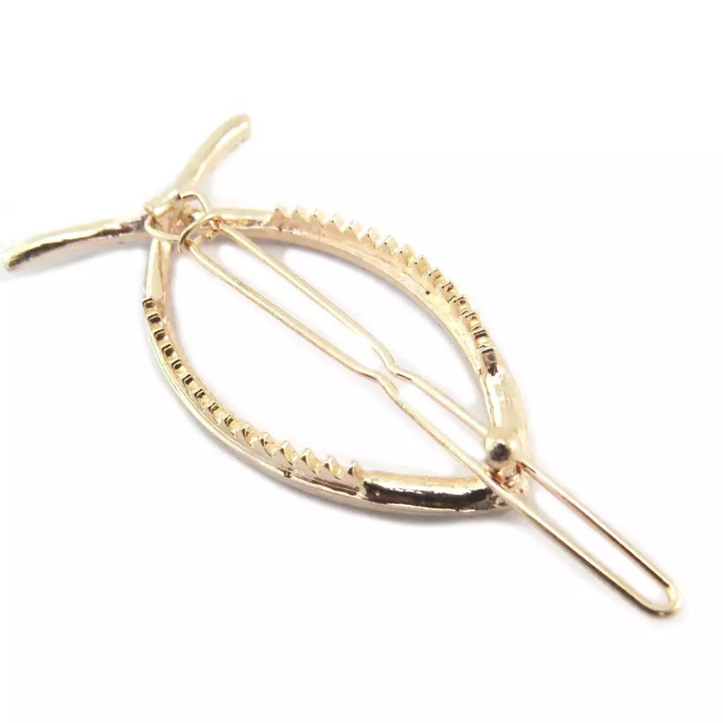 Les Trésors De Lily Barrette Boule 'Poisson Jésus' Blanc Doré Rosé (gold Pink) 7x3 Cm [P3849]