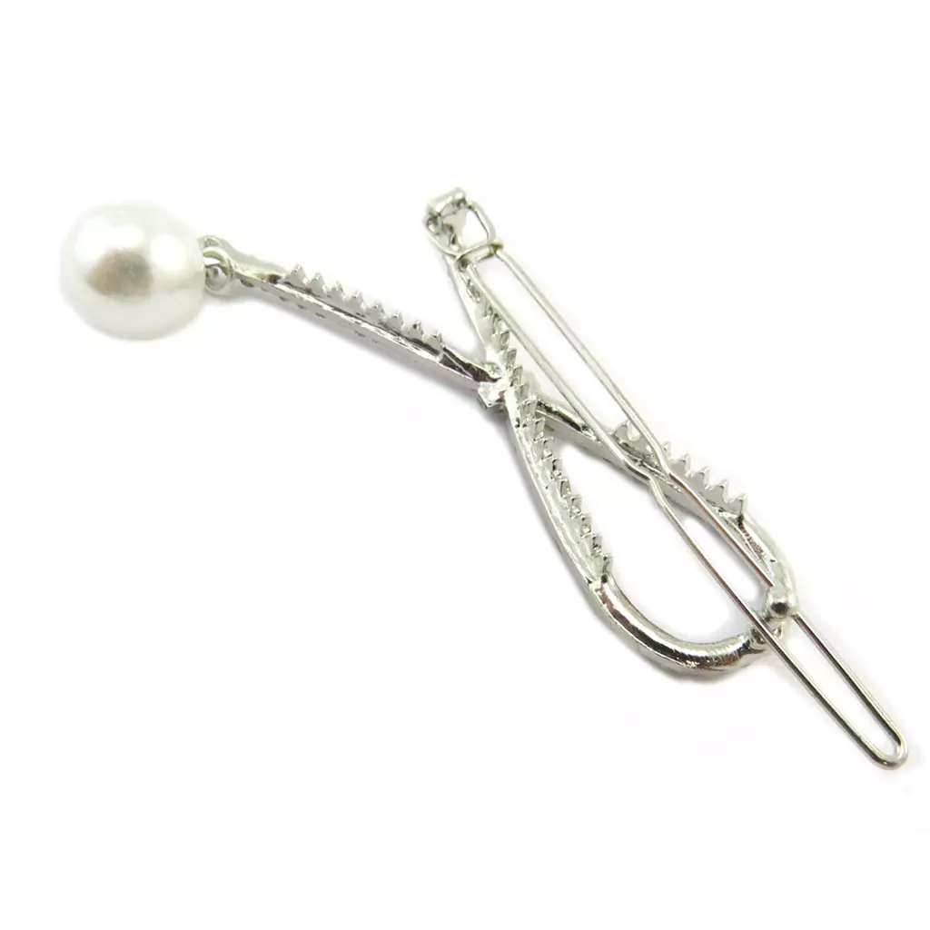 Les Trésors De Lily Barrette Boule 'Sissi' Blanc Argenté 75x3 Cm [P3834]