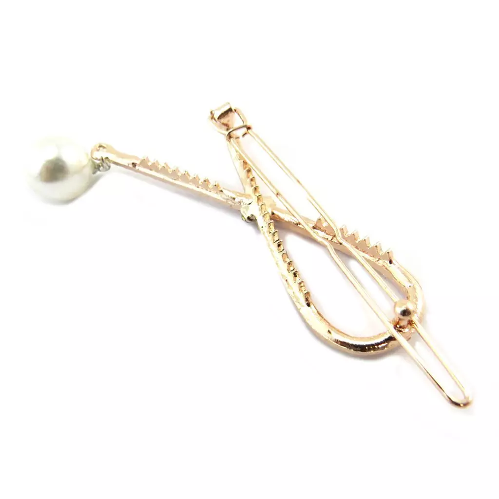 Les Trésors De Lily Barrette Boule 'Sissi' Blanc Doré Rosé (gold Pink) 75x3 Cm [P3835]
