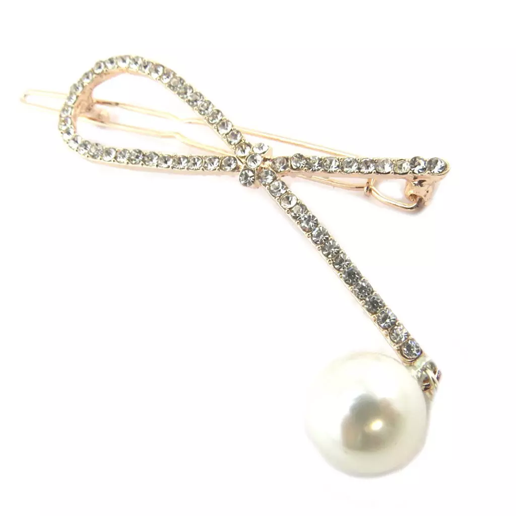 les trésors de lily Barrette boule 'Sissi' blanc doré rosé (gold pink) 75x3 cm [P3835]