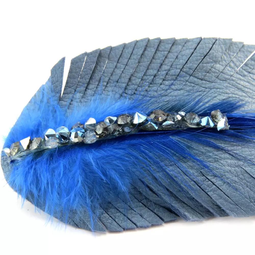 Les Trésors De Lily Barrette Créateur Cuir 'Sissi' Bleu 95x45 Mm [P6284]
