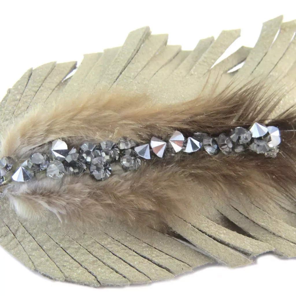 Les Trésors De Lily Barrette Créateur Cuir 'Sissi' Gris Taupe 95x45 Mm [P6285]