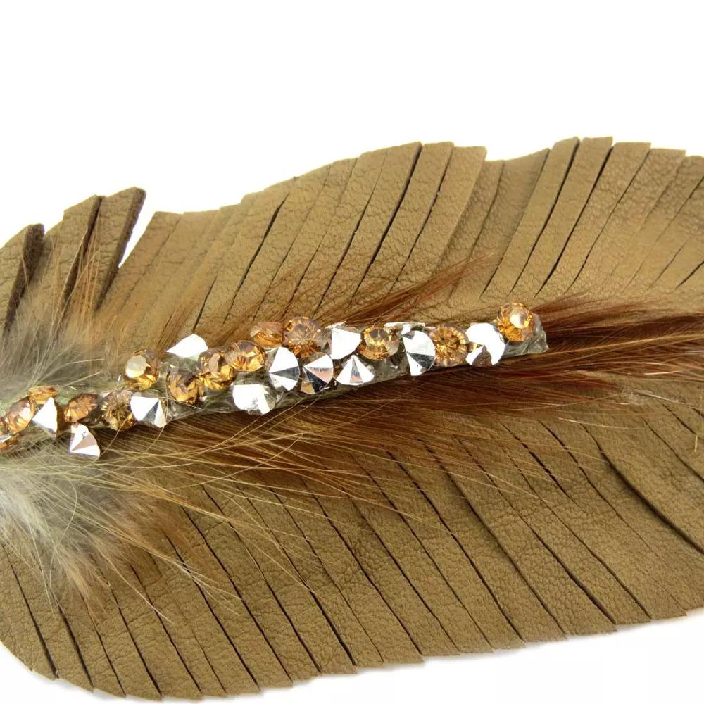Les Trésors De Lily Barrette Créateur Cuir 'Sissi' Marron 95x45 Mm [P6286]