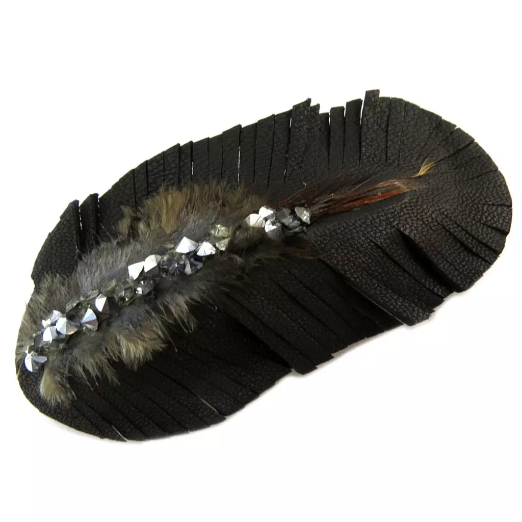 les trésors de lily Barrette créateur cuir 'Sissi' noir 95x45 mm [P6287]