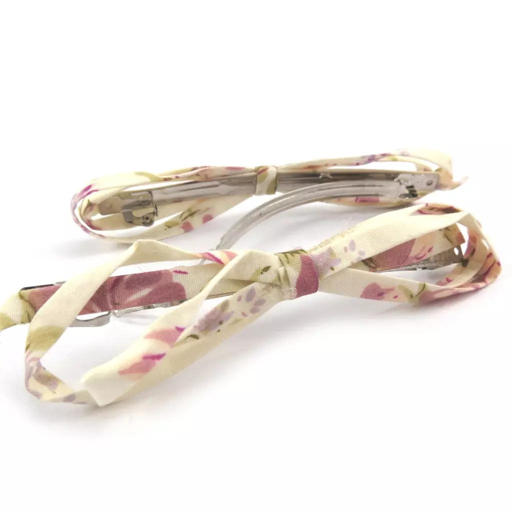les trésors de lily Barrette créateur 'Liberty' beige rose 11 cm [R7821]